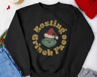 Resting Grinch Face Sweatshirt - Etsy
