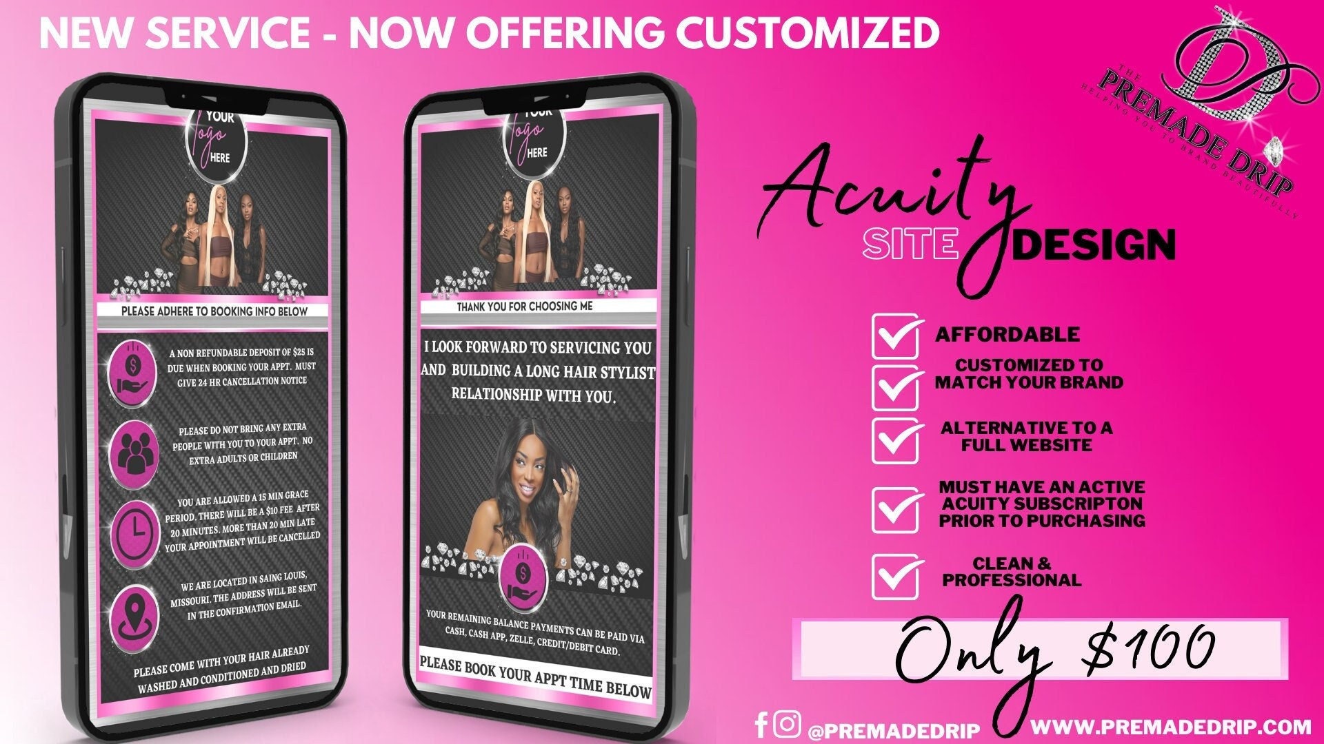 Acuity Policy Page Design, Acuity Site Revamp, Booking Site, Appt Site