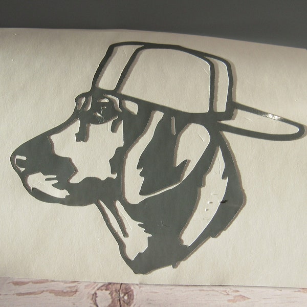 Backwards Hat Dog Decal, Permanent Vinyl, Window Decal, Car Decal