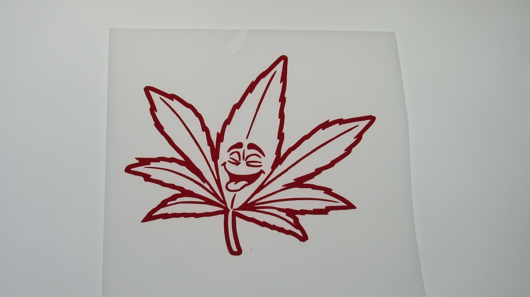 Smiling Pot Leaf Decal, Permanent Vinyl Decal - Etsy