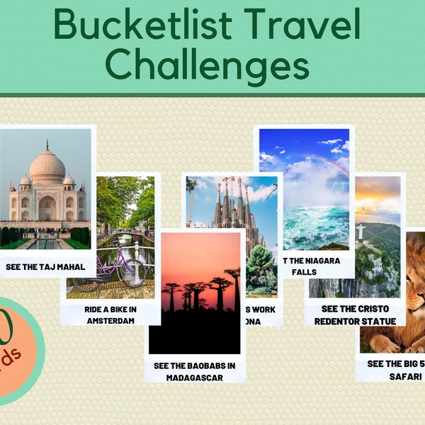 Couples Wanderlust Travel Bucketlist Challenges and Experiences Printable - Perfect Adventure Travel Gift
