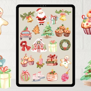 Christmas Digital Stickers, Holiday Stickers, Xmas Stickers, Digital Planner Stickers, Printable stickers, PNG, JPG, PDF
