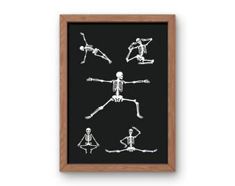 Funny Skeleton Yoga Print: Spooky Halloween Wall Art (Digital Download
