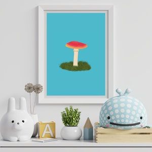 Decoración de pared para habitación infantil con forma de hongo. Descarga digital. Láminas imprimibles para bebés y niños pequeños. Tamaño carta y A4.