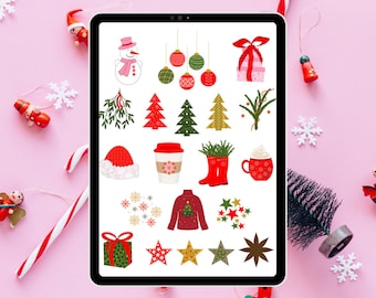 Christmas printable digital download stickers sheet. PDF, JPG, PNG