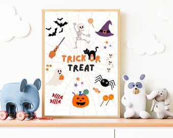 Trick or Treat Halloween Print: Spooky Kids Room Decor (Digital Download)