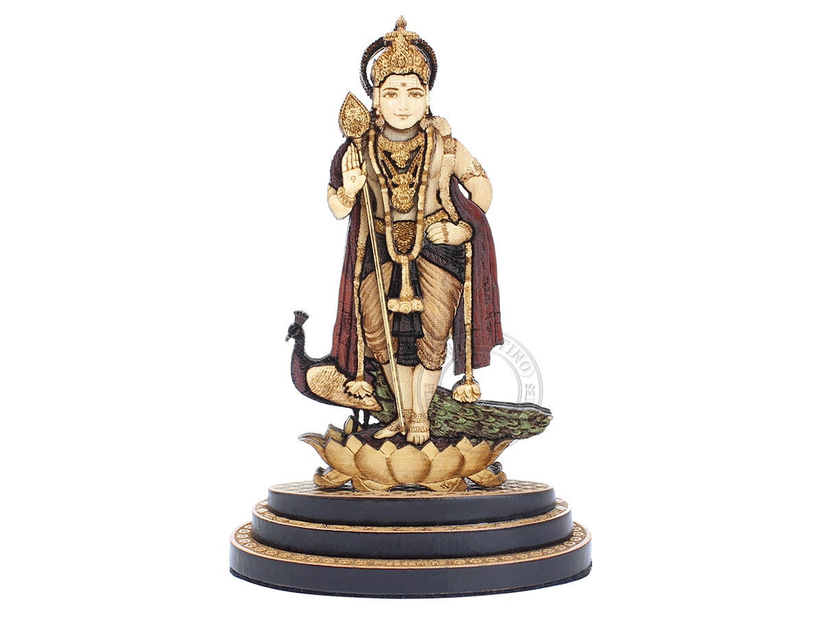 Lord Murugan Wood Marquetry Statue. Lord Kartikeya Idol Etsy