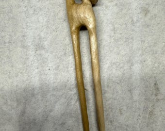 Hand-Carved Wooden Hair Fork – Double Mushroom Design