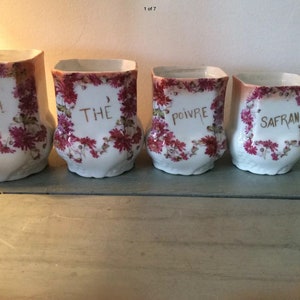 Vintage french ceramic storage pots vibrant colours beautiful