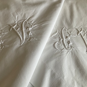 A super pair of antique french monogrammed pillowcases/ shams