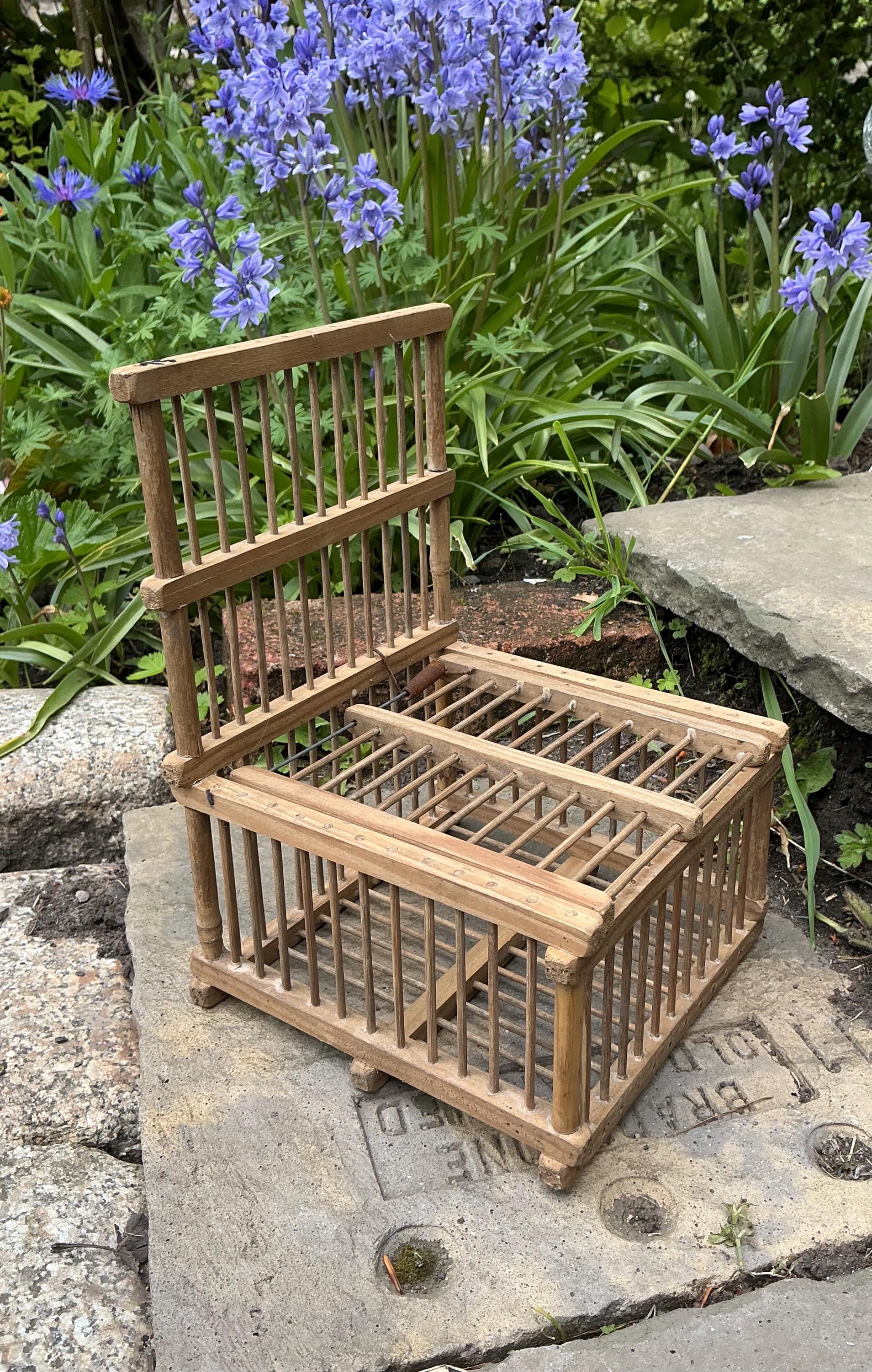 Antique French rustic wooden birdcage
