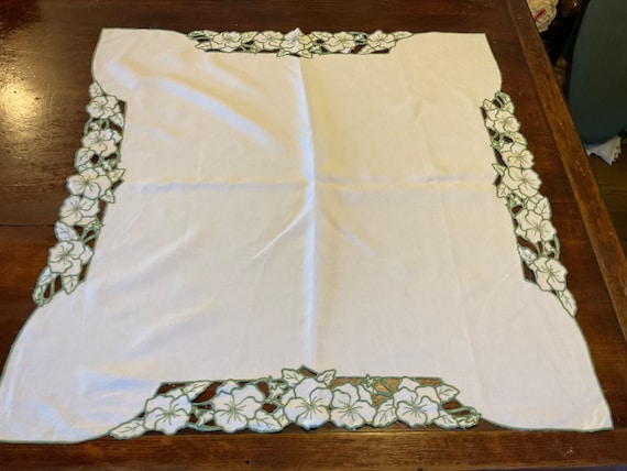 Vintage hand embroidered small tablecloth