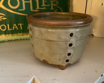 Antique French small glazed cheese strainer mold