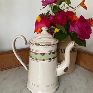 Vintage french enamel coffee pot / cafetiere