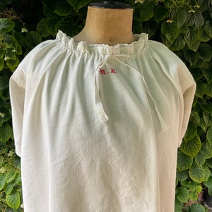 Antique french hemp linen monogrammed nightdress