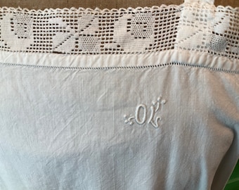 Vintage french monogrammed slip
