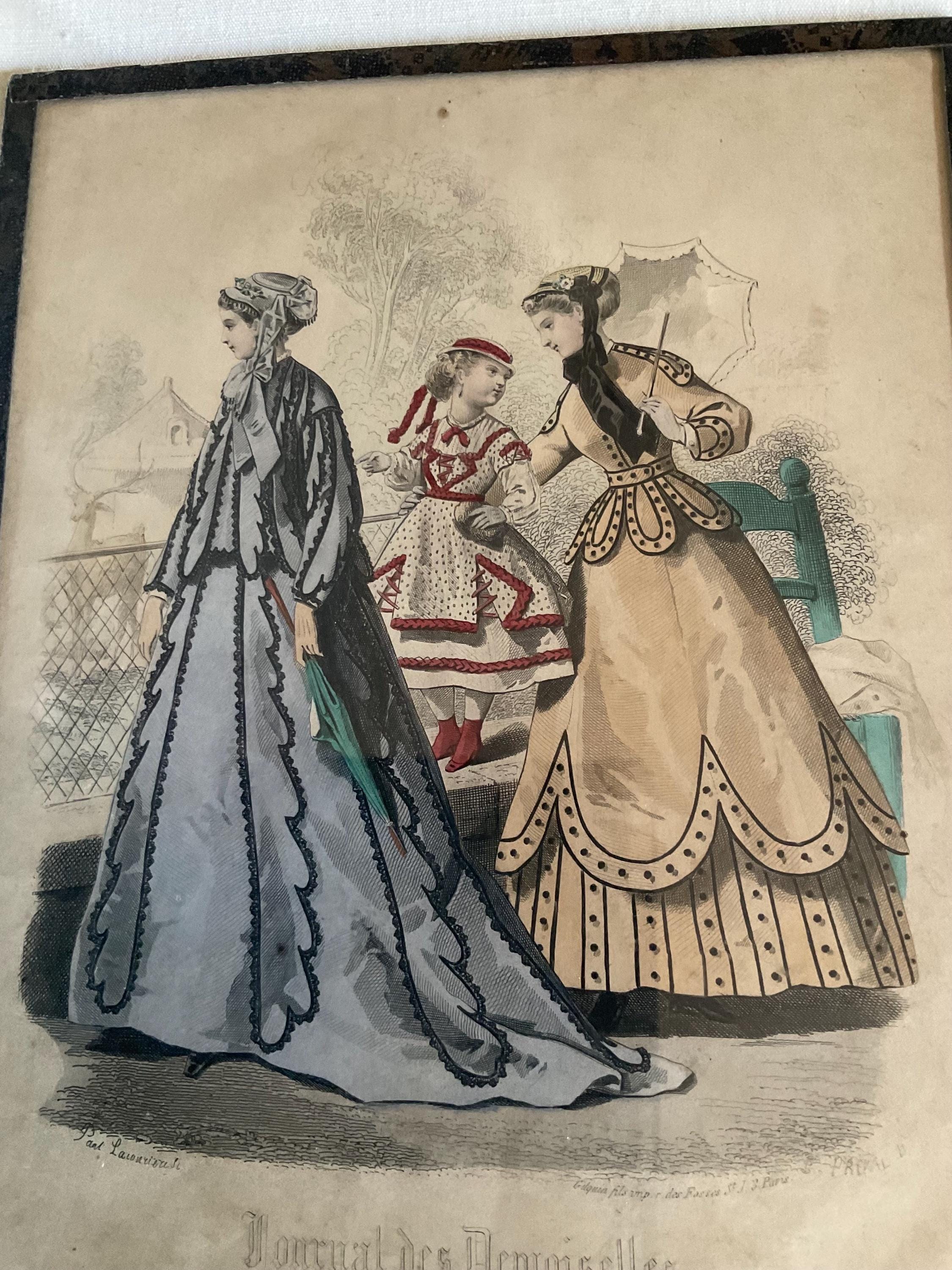 絵画 Le Journal des Dames et des Demoiselles Antique French 'journal Des Demoiselles' Framed Fashion Print. - Etsy