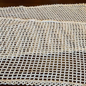 Vintage french handmade crochet cotton curtain