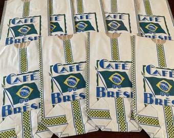 Nine vintage french Original Art Deco Cafe/coffee bags