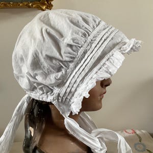 Wonderful Antique french handmade cotton bonnet just exquisite workmanship