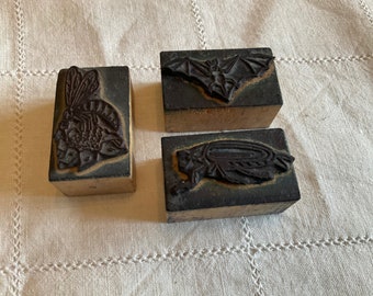 Three vintage french rubber stamps