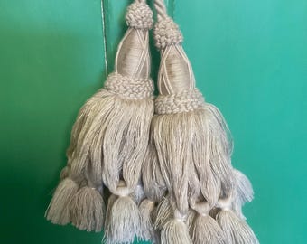 Pair of vintage French  large curtain tiebacks,tassels.