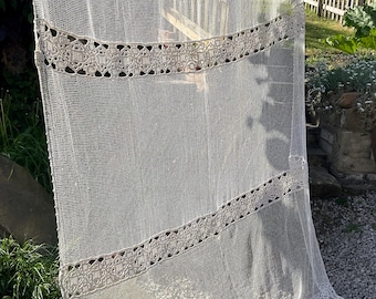 Fantastic extra large vintage french window curtain with tassels