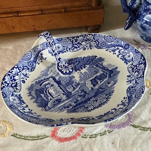 Spode Blue Italian handled Bon Bon dish,rare.
