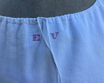 Antique French hemp linen monogrammed nightdress 1900’s
