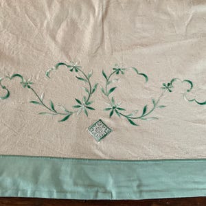 Vintage french embroidered linen dowry sheet.