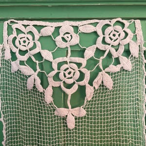 Vintage french handmade crochet cottonwork panel