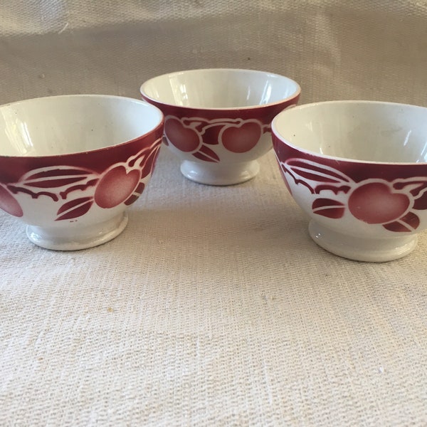 A trio of Vintage french cafe au lait / chocolatier footed bowls absolutely fabulous