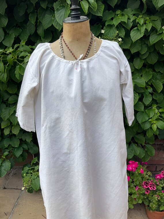 Antique French hemp linen monogrammed nightdress … - image 3