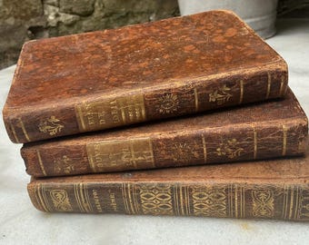 Drei antike französische Leder gebundene,vergoldet punzierte kleine Bücher aus dem 18 & 19 Jahrhundert,einfach fabelhaft.