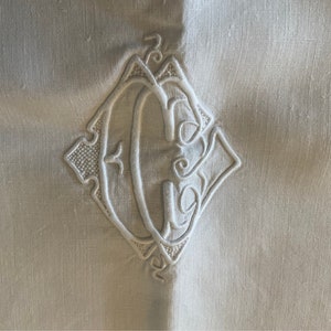 A superb antique monogrammed french pillowcase / sham just exquisite workmanship