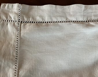 Vintage french white Metis linen large pillowcase/sham.
