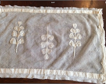 Antique french fine net and appliqué panel stunning