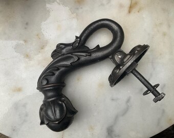 Stunning Antique french cast iron decorative Dragons head Chateau door knocker