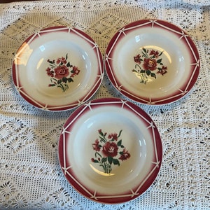 A set of three vintages French ceramic soup bowls/ dishes stamped Sarreguemines