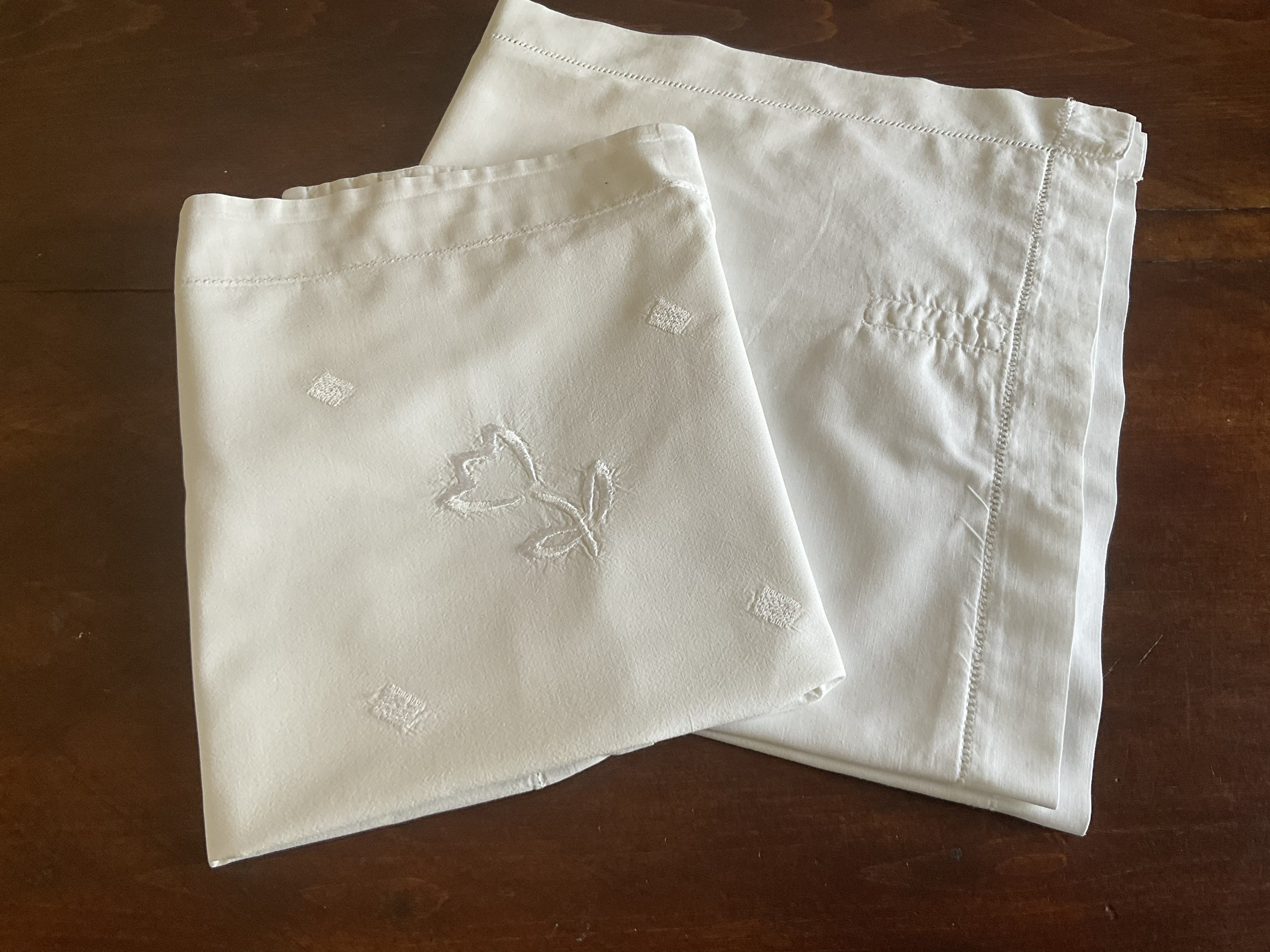 Two Vintage French White Cotton Pillow Shams Etsy