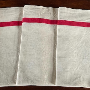Fabulous vintage french Metis linen striped torchon/teatowel,3 available.