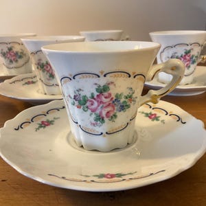 Antique French porcelain coffee cup/ can and saucer