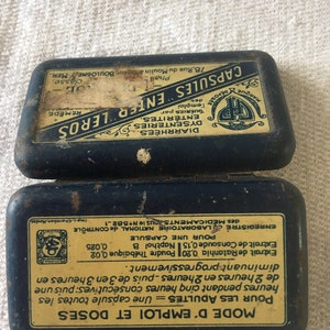 Vintage 1930’s french Capsules “Enter” Leros medicine pharmaceutical tin box.Made by First Class Pharmacist L.Deforge