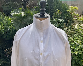 Antique French pure cotton embroidered nightdress