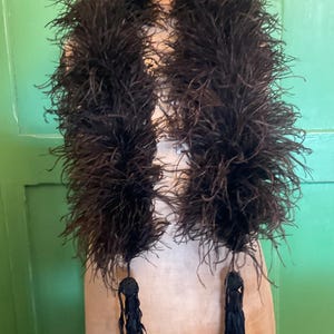 Fabulous antique french Ostrich feather Boa in original box with Paris label.