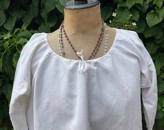 Antique French hemp linen monogrammed nightdress 1900’s