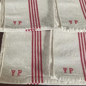 Fabulous vintage french Metis linen striped torchon/teatowel,4 available.