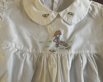 Stunning vintage french little girls embroidered dress