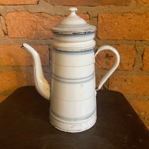 Vintage french enamel coffee pot / cafetiere