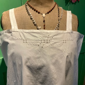 Vintage french linen hand embroidered monogrammed nightdress/ slip